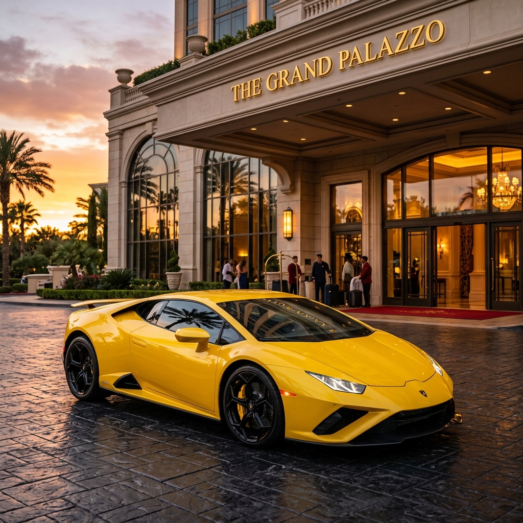 Luxury yellow Lamborghini sports car